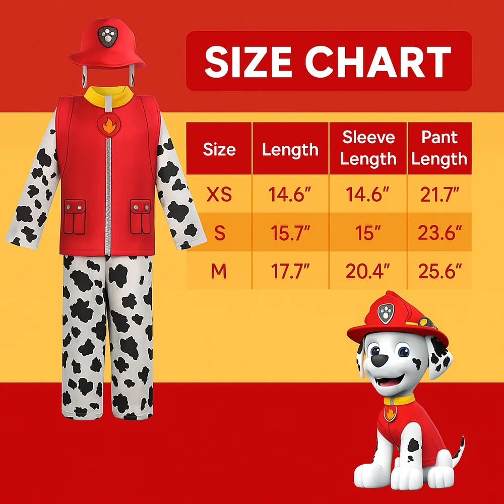 Marshall Dalmatian Paw Patrol Toddler Halloween Costume Boys / Girls Sizes 4T 5T